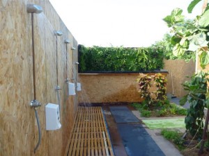 The showers in action at Glastonbury Festival powered by Organic Energy wood pellet boilers The showers in action at Glastonbury Festival powered by Organic Energy wood pellet boilers