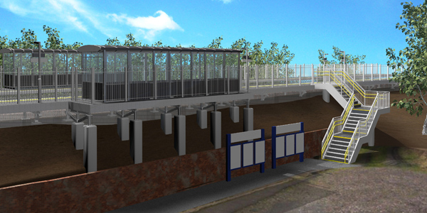 The new station design with platforms laid on concrete cross beams and steel supports.