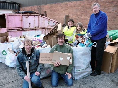 Volunteers collect cardboard at Riversway on Lancaster Road in Shrewsbury.