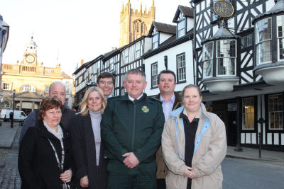 Julie Oliver, Roger Price, Dawn Bush, Philip Dunne MP, Cliff Medlicott, John Caine, Joy Hughes. Photo: West Midlands Ambulance Service. Julie Oliver, Roger Price, Dawn Bush, Philip Dunne MP, Cliff Medlicott, John Caine, Joy Hughes. Photo: West Midlands Ambulance Service.