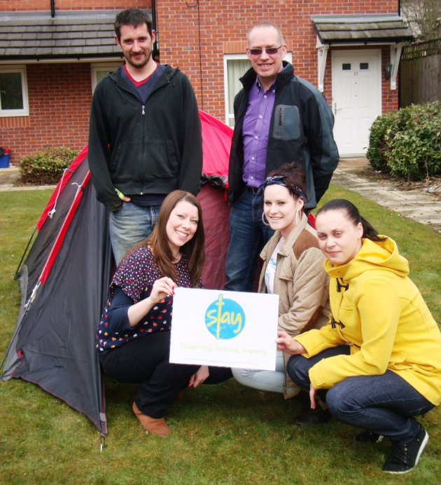 Stay will also be holding an event at the Wrekin as part of a week of activities. Getting ready for the Wrekin Stay: (Standing) Christopher Kerr and John Green, Director of Stay; (Front) Stay Support Worker Helen Pitchford and clients Jessica Crawshaw and Pauline Crofts.