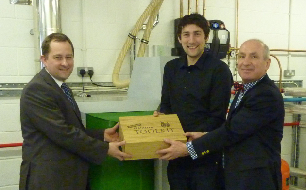 7 Energy's Martin Dowley, with Stefan Ortner, of OkoFEN and Andy Boroughs, managing director of Organic Energy.