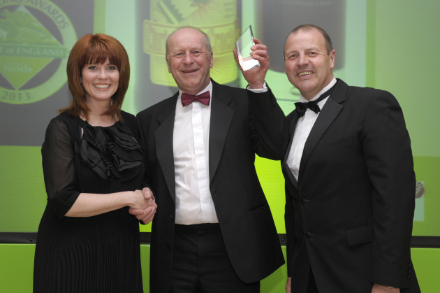 Joanne Malin, broadcaster and journalist with Midlands Today, Edward Wood of The Wood Brewery Ltd and Mark Munro of Hatchers Solicitors LLP, sponsors of this award.
