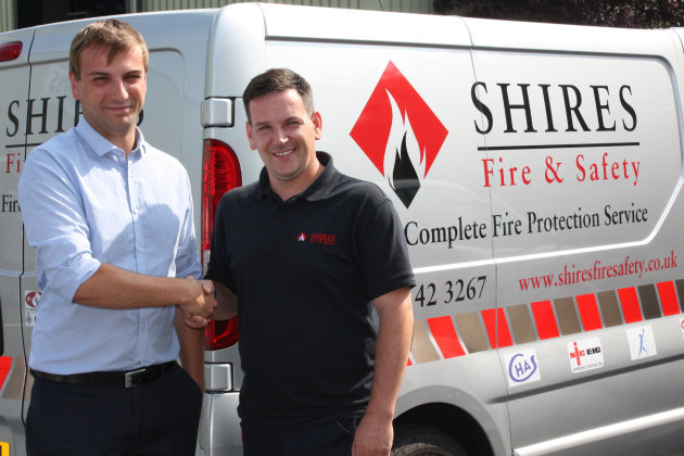 Shires Fire and Safety operations director Michael Gurden is pictured with engineer Paul Stokes.