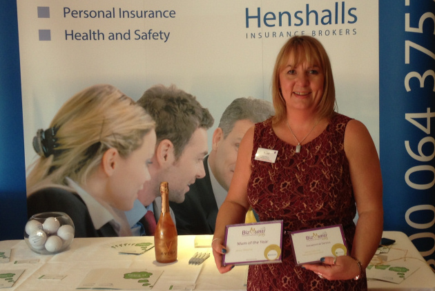 Jenny Osborne from Henshalls celebrates her two Bizmums awards.