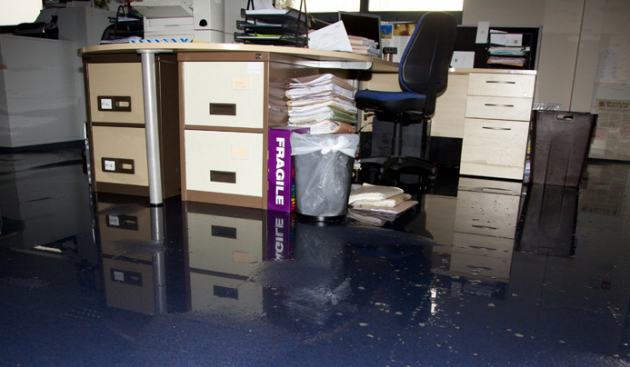 The flooded office of Beaumont Lawrence.