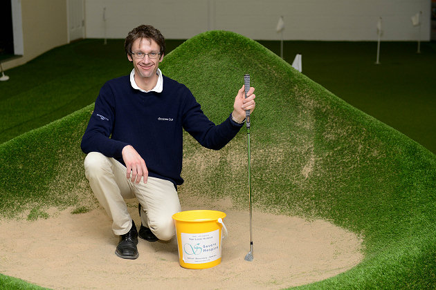 Tim Shrosbree in the bunker at Shrosbree Indoor Golf and Performance Centre.