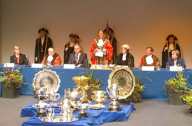 Mayor, Beverley Baker speaking after being elected Mayor of Shrewsbury.