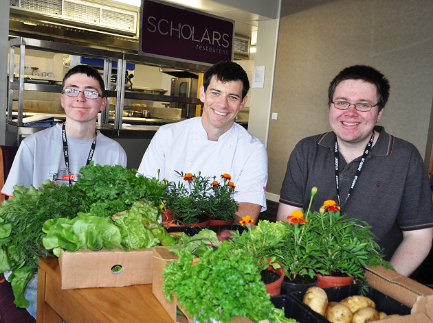 Student Drew Morris, Jo Darlington Self-Help Africa, Marcus Bean, Abi Betteridge Self-Help Africa, Neil Jenkins from 12 Green Bottles and student Louise Williams.