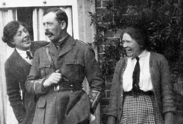 Captain Geoffrey Wolryche Whitmore enjoying a joke with his sister Evelyn and his mother while home on leave. Photo: National Trust