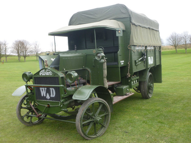 A 1916 Albion A10 War Department Troop & Goods Carrier; the only one of three that still survive in their original livery from 6000 that were built.