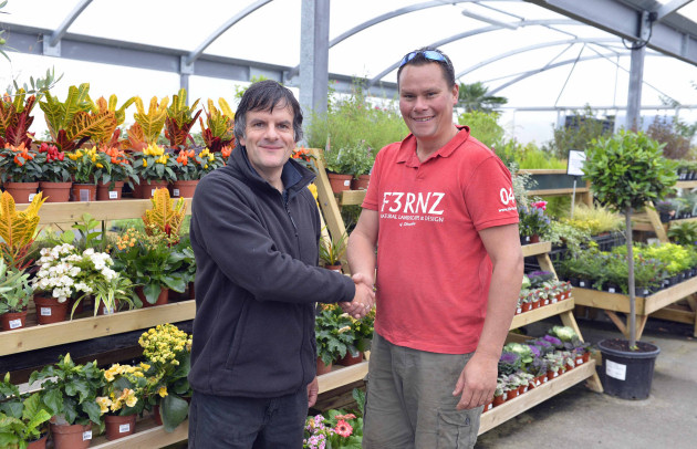 Warren Vette (right) with Tim Robinson, manager of Love Plants