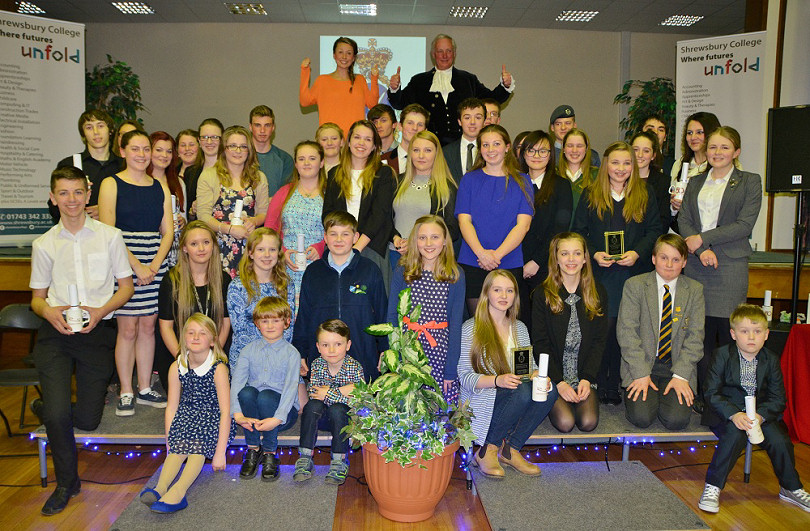 Award winners pictured with Amy and the High Sheriff of Shropshire