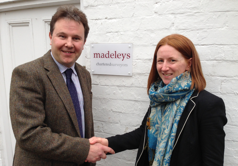 Paul Madeley, of Madeleys Chartered Surveyors, with new Senior Rural Surveyor Charis Denham