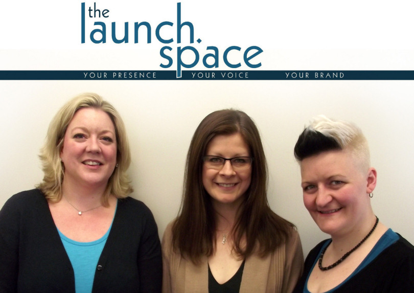 Hollie Whittles, Jan Minihane and Gina Cox-Roberts from The Launch Space ready for lift-off