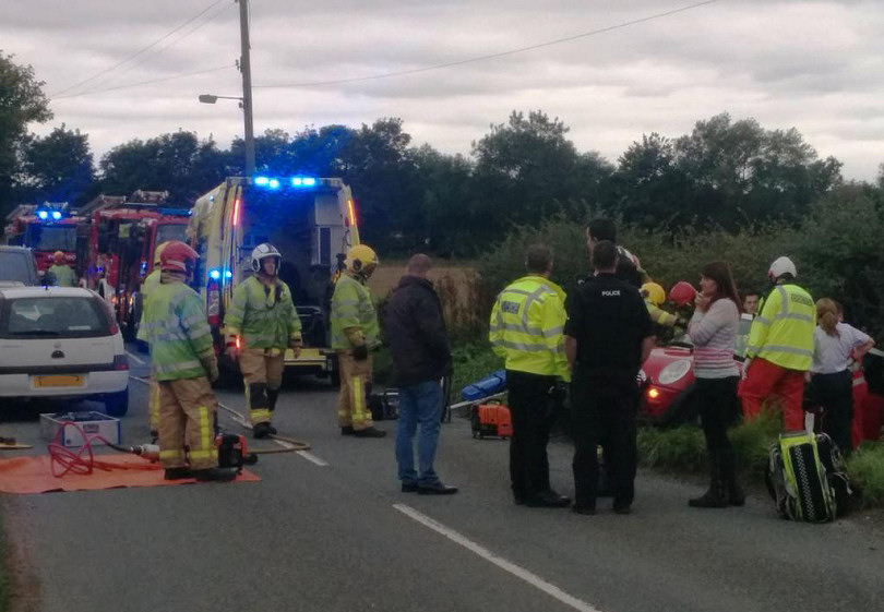 The scene of the collision in Wheat Leasows. Photo: @NewportCops
