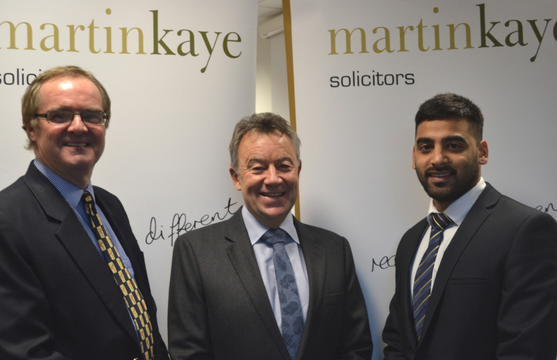 Senior Partner Graham Davies (centre) welcomes Nick Gee and Asif Ahmed to  the Martin-Kaye team
