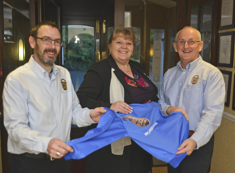 Ian Freeman (left) and David Cole (right) from The Space Place, with Lisa Morris-Jones who told them about NC Whites’ appeal for a kit
