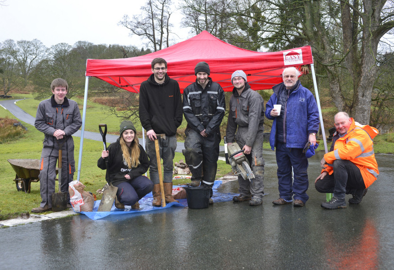 Pictured at Triangle bend are Gareth Ellis (right) and Loton Park competition secretary Bill Pardoe, with students, from left, Oliver Lyon, Ellie Fitchett, Tom Howes, Tom Talbot and Marc Hauwaert