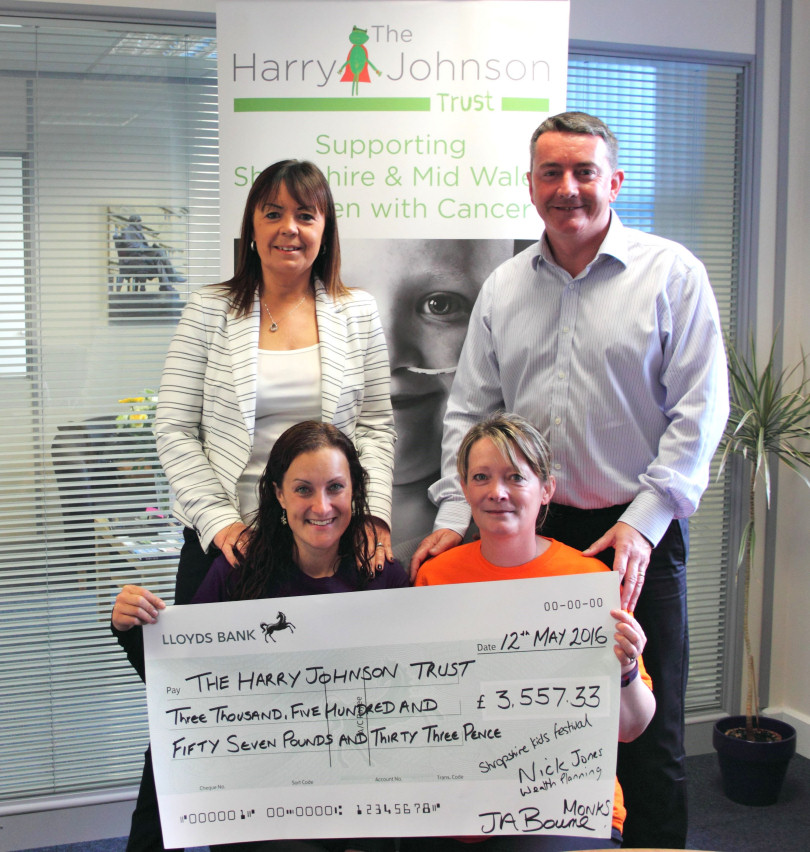 Judy Bourne, Director at Monks and Nick Jones from Nick Jones Wealth Planning, (front) Beth Heath, Shropshire Festivals and Sally Johnson of the Harry Johnson Trust
