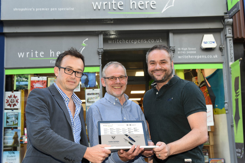 Verve managing director Julian Smout with John Hall of Write Here and Verve technical director Mark Hambley