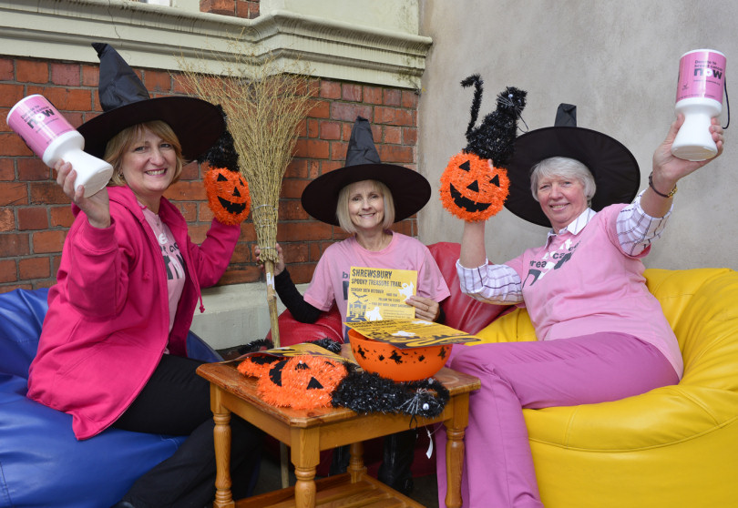 Preparing for the spooky treasure hunt are members of the Shropshire Breast Cancer Now fund raising group, from left Tina Boyle, Barbara Lewis and Angela Morgan