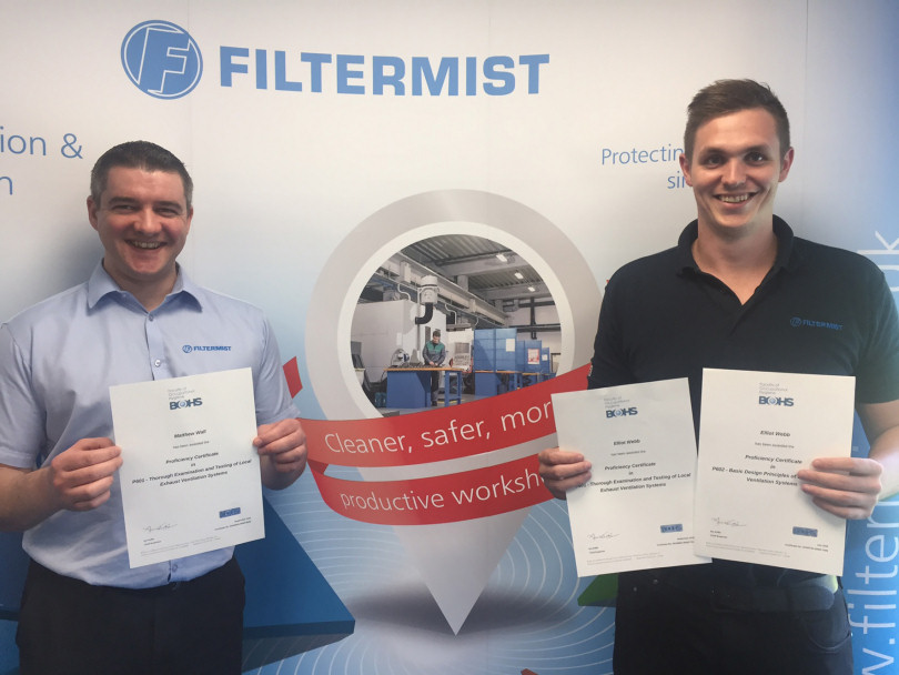 Matt Wall and Elliot Webb show off their P601 and P602 certificates