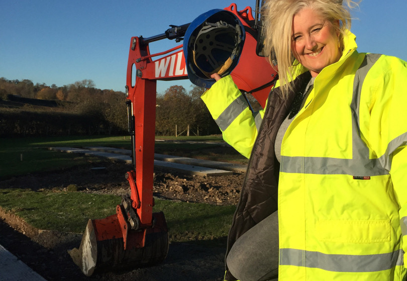 Ludlow Touring Park manager Karen Price supervises the start of work on the new holiday home park