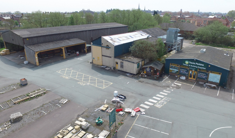 The former Travis Perkins site at Wood Street in Greenfields, Shrewsbury