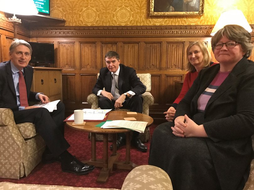 Philip Dunne MP with Chancellor, Philip Hammond, and MPs Therese Coffey and Sarah Wollaston