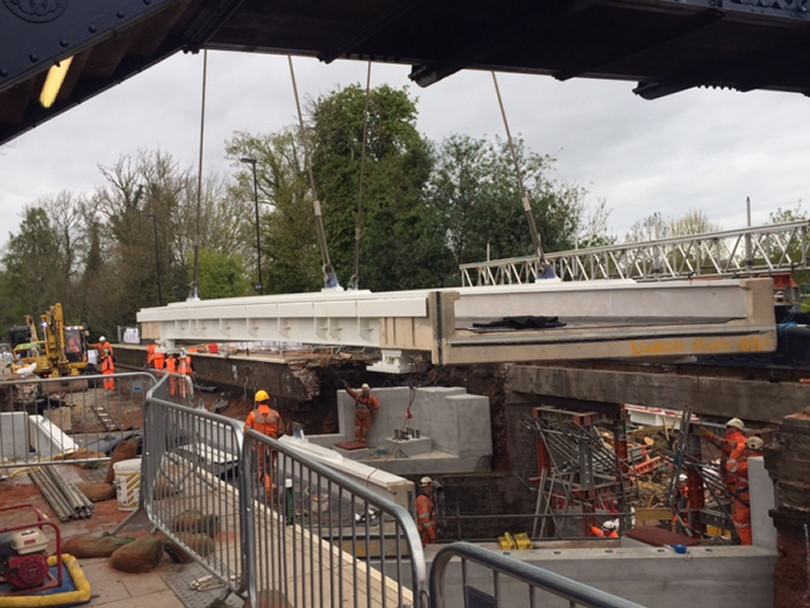 The new bridge deck being installed at Albrighton station. Photo: Network Rail