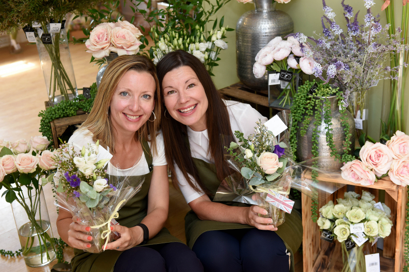 Fran Robinson and Sarah Knowles with the Lonely Bouquets being left around Shropshire