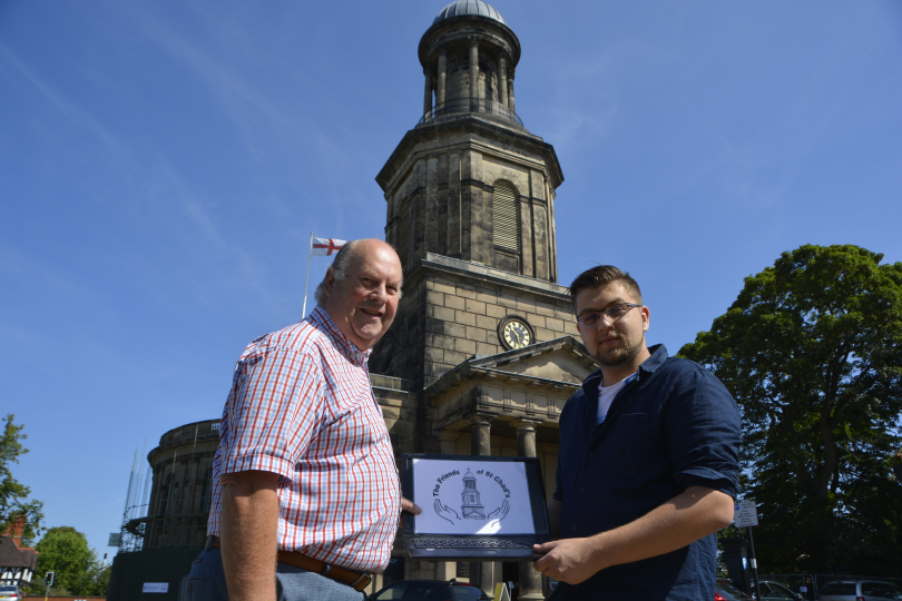 Nick Paterson and Seth Jurgens outside St Chad's church in Shrewsbury