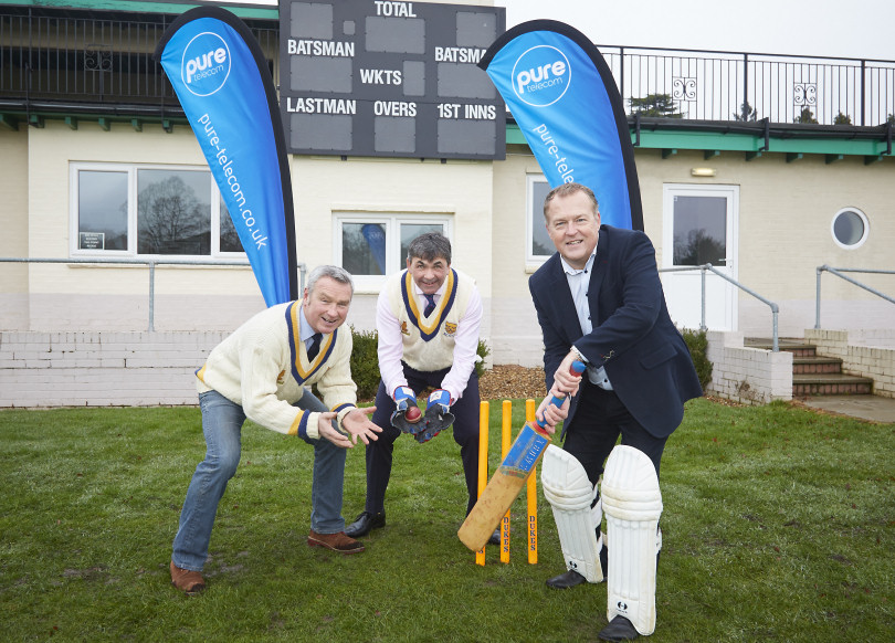 Matt Sandford with Toby Shaw and Bryan Jones of Shropshire County Cricket Club