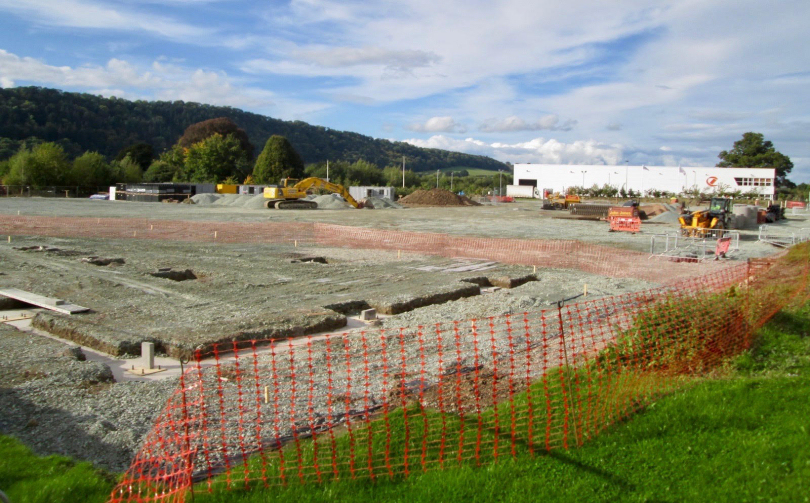 Construction work begins at the site of the new Invertek Drives factory at Offa’s Dyke Business Park on the outskirts of Welshpool