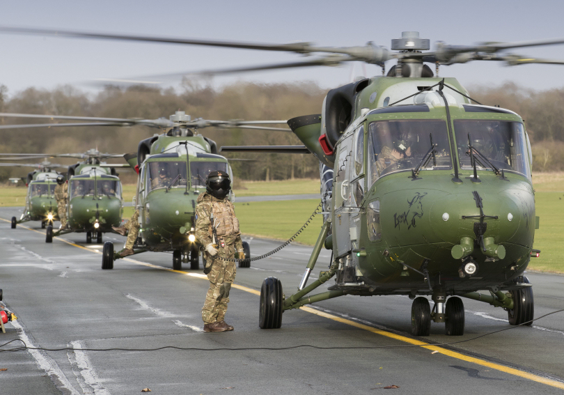 Lynx Helicopters queue for their re-fuel. Photo: Ian Forshaw / RAF Shawbury