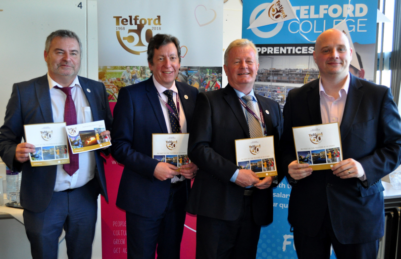 At the launch of ‘Be Part of Telford 50’ are, from left, Richard Partington of Telford & Wrekin Council, Graham Guest, Paul Hinkins, and Councillor Lee Carter
