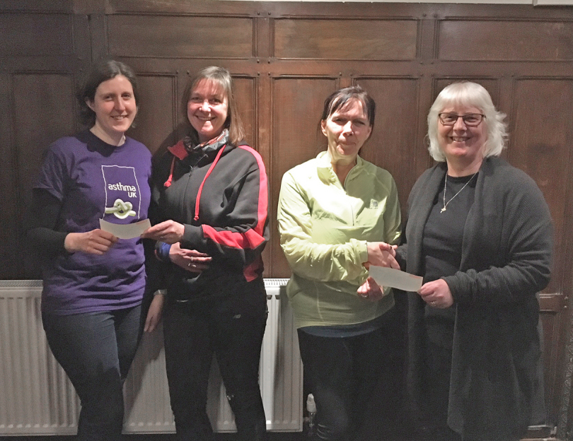 Pictured from left, Gemma Brown of Cameron’s Fund, Jean James of Bridgnorth Running Club,  Julie Roberts of Bridgnorth Running Club and Liz Bird of Bridgnorth Food Bank