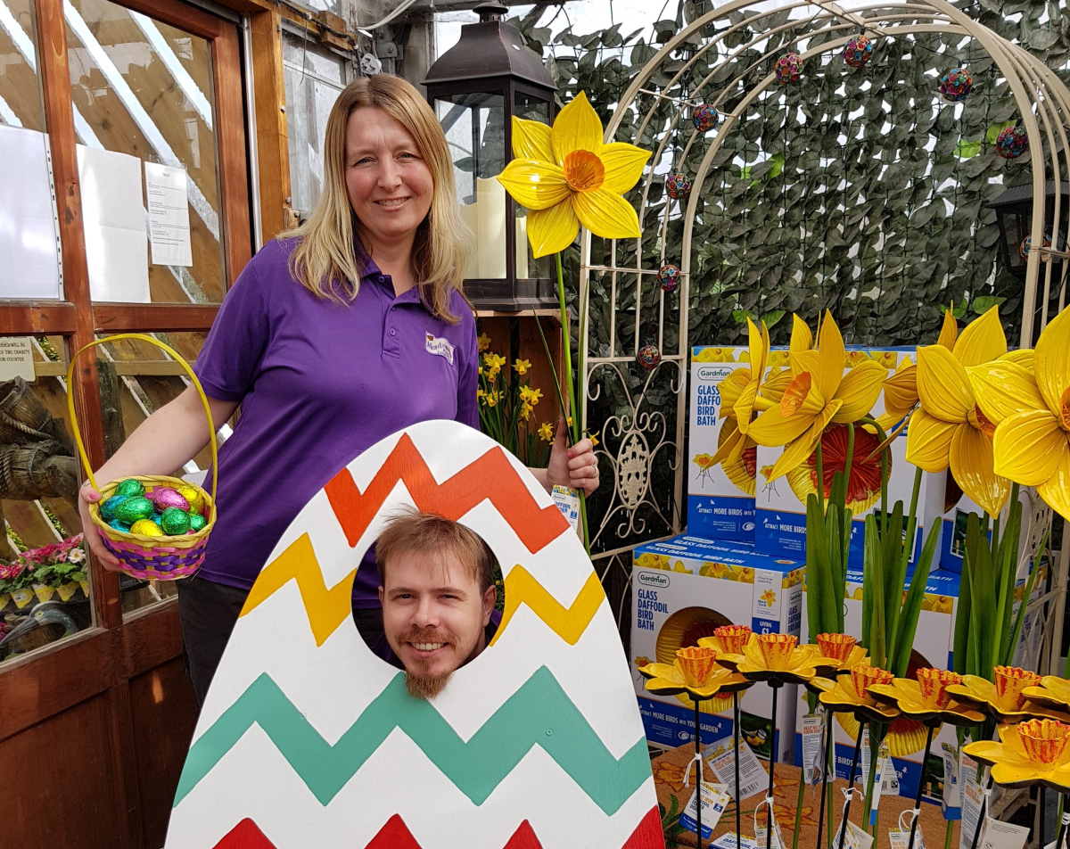Sue Hartwell and Robbie Shergold get ready for some Easter fun