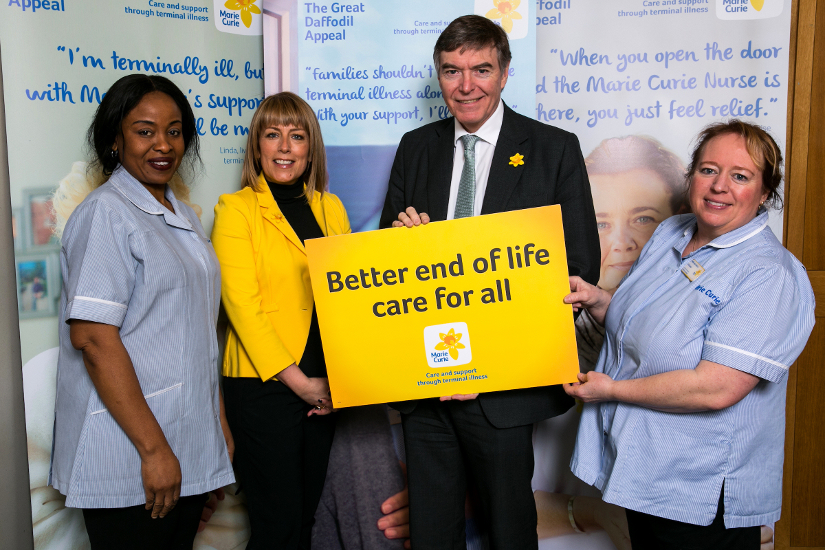 Philip Dunne MP with Fay Ripley and Marie Curie nurses