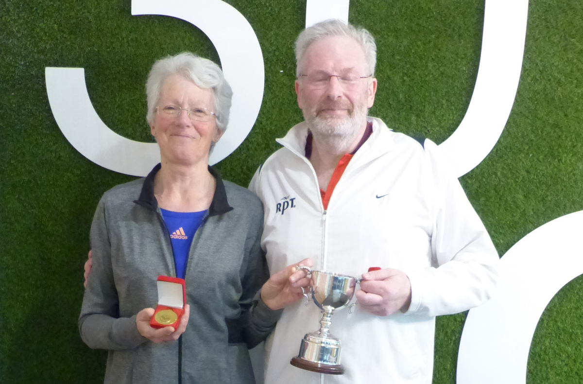 Louise Fisher and Ian James, the Tennis Shropshire mixed doubles over-50s champions