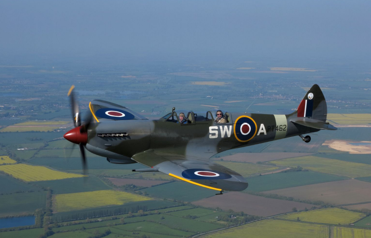 Alex Whittles takes to the air in the Spitfire