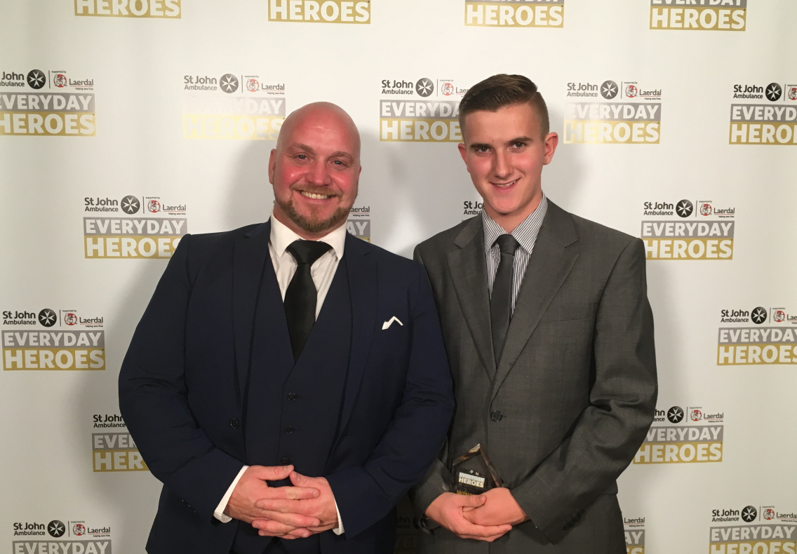Craig Wildman with his son Caine at the 2017 Everyday Heroes awards