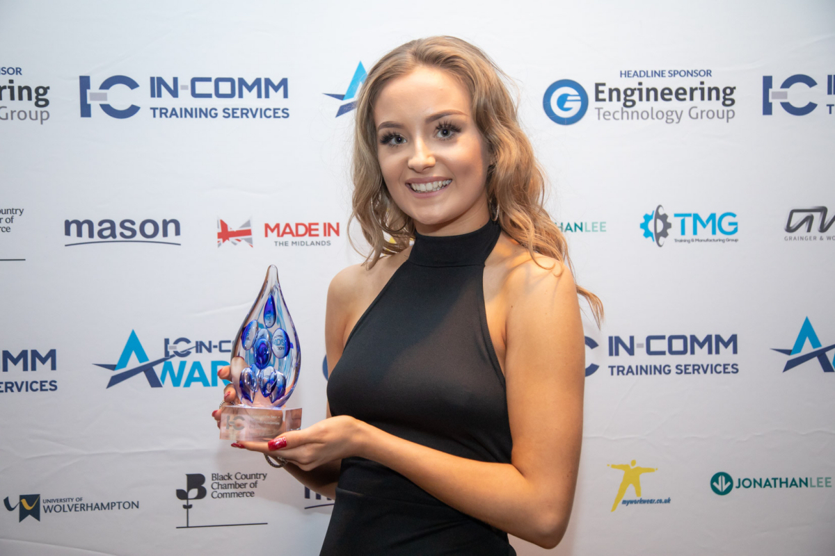Caterpillar Shrewsbury’s Lauren Ball was named as ‘Learner of the Year for In-Comm Academies Engineering