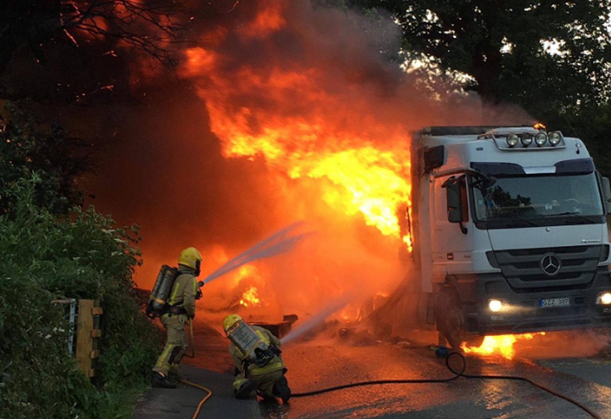 Firefighters work at the scene to put out the blaze. Photo: SFRS_Bridgnorth