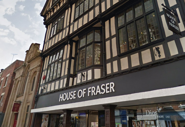 House of Fraser on High Street in Shrewsbury. Photo: Google Street View