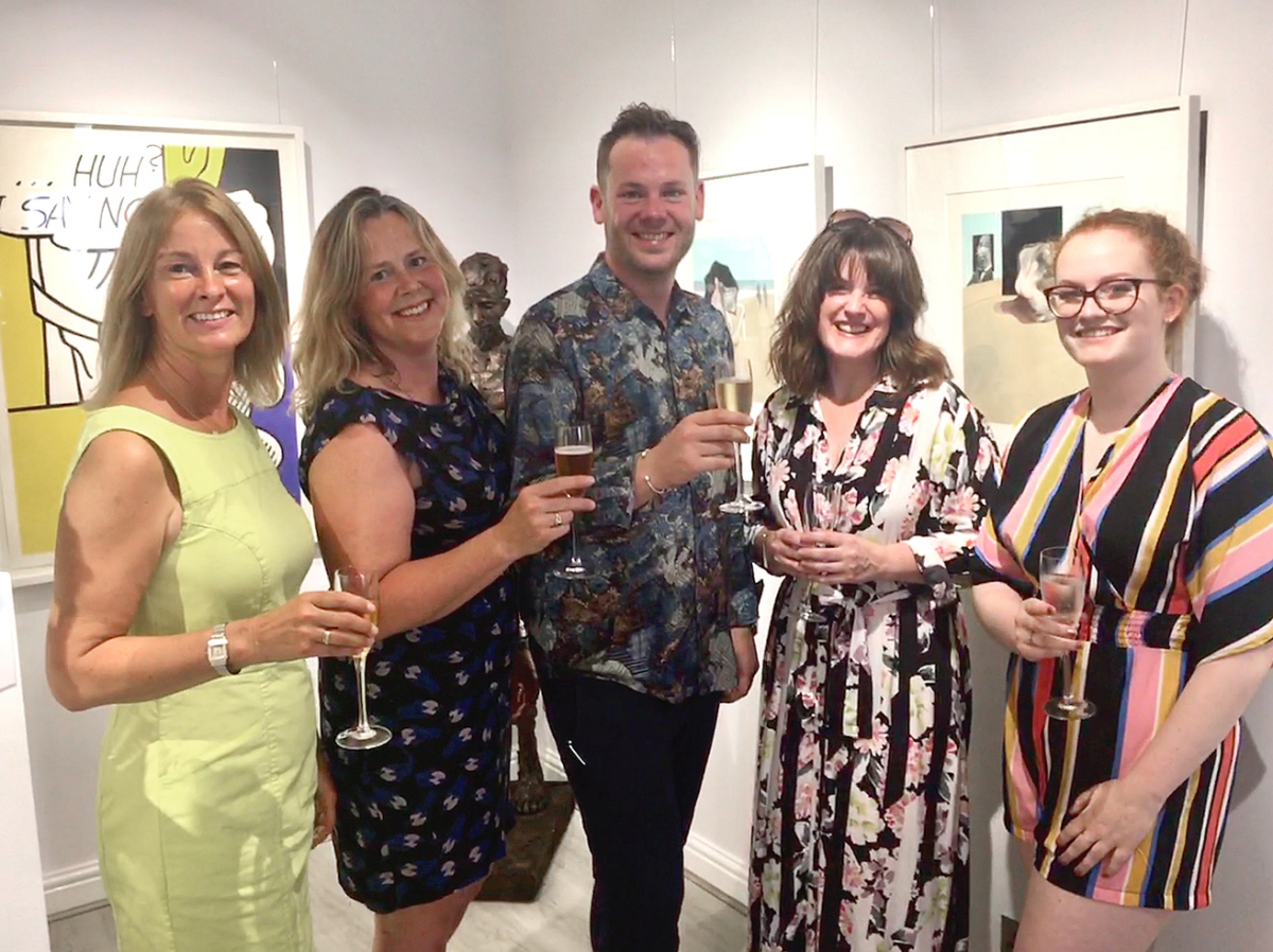 Pictured at the opening of the exhibition, from left, Jocelyne Fildes, Katy Rink, Jonathan Soden, Sarah Edwards and Erin Hawkin