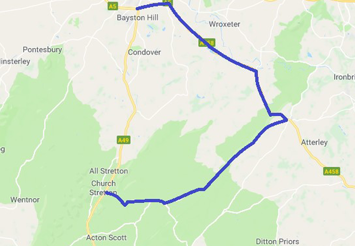 Northbound diversion route for A49