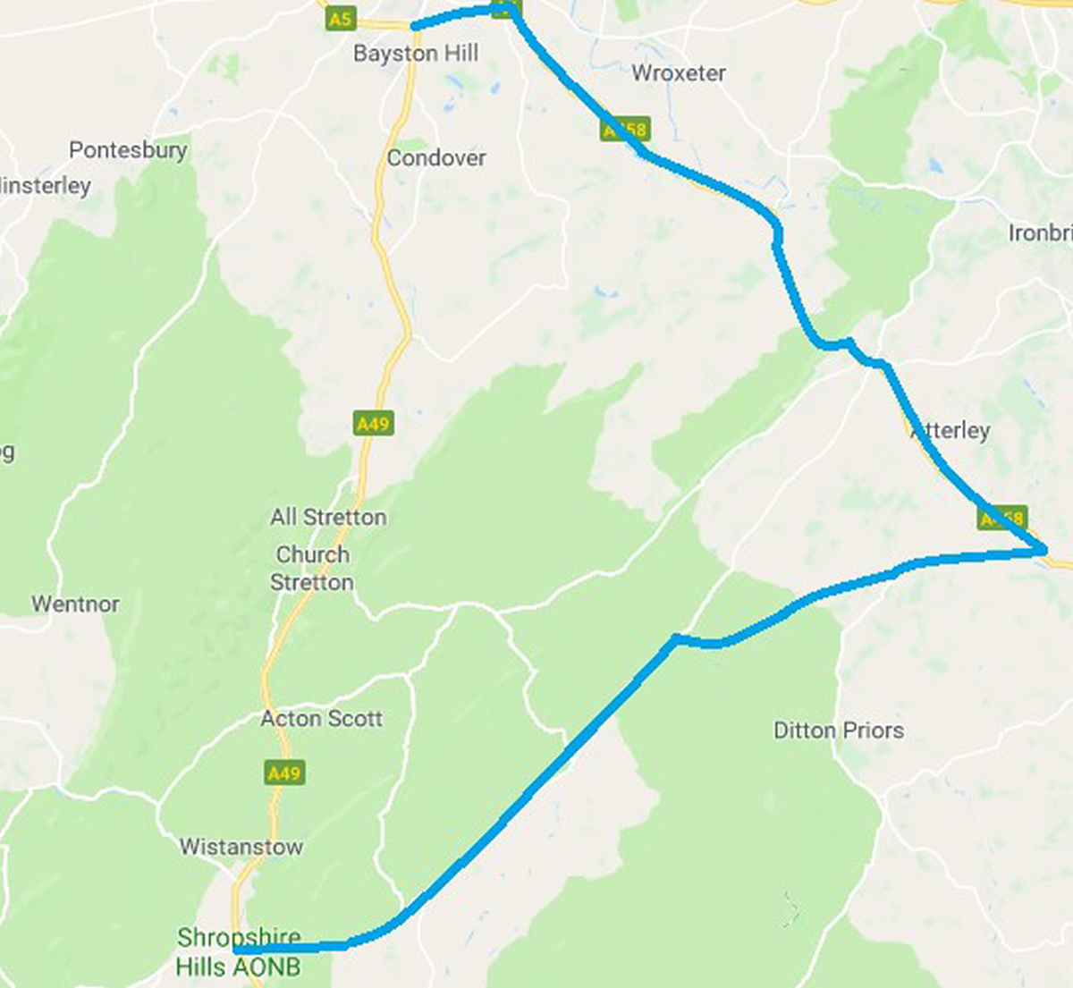 Southbound diversion route for A49