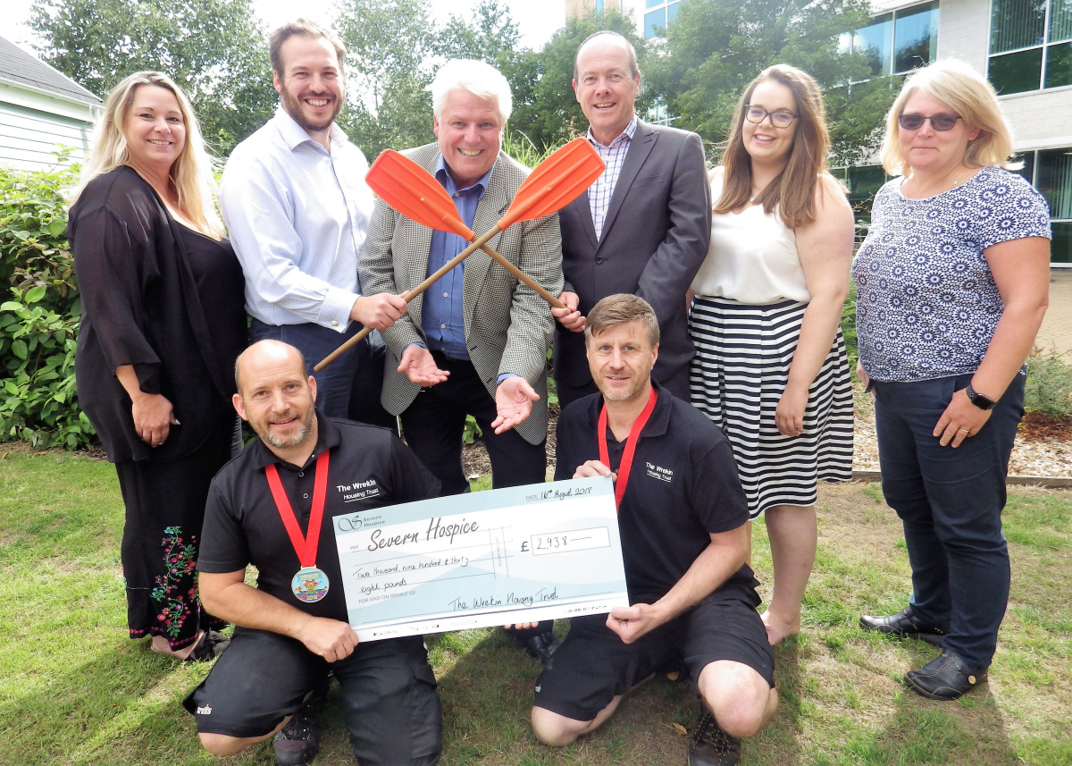 Hannah Gamston of Severn Hospice (back row, second from right) is pictured with the Wrekin Warri-oars team